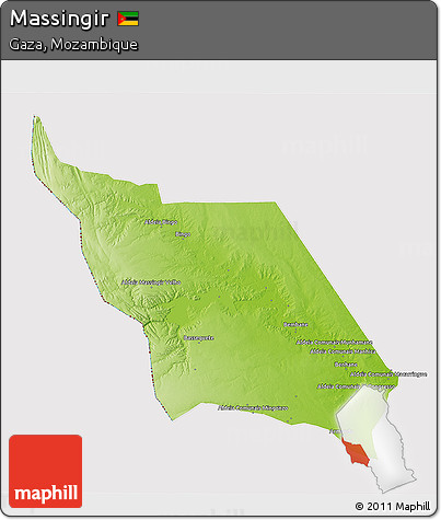 Physical 3D Map of Massingir, cropped outside