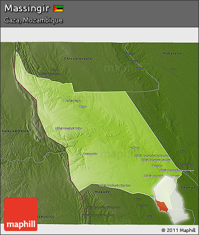 Physical 3D Map of Massingir, darken
