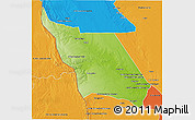 Physical 3D Map of Massingir, political outside