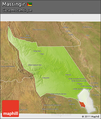 Physical 3D Map of Massingir, satellite outside