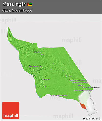 Political 3D Map of Massingir, single color outside
