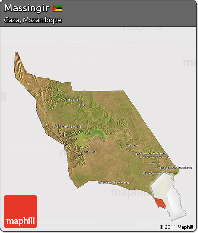 Satellite 3D Map of Massingir, cropped outside