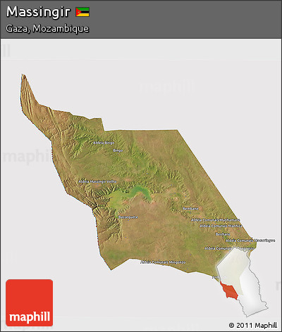 Satellite 3D Map of Massingir, cropped outside