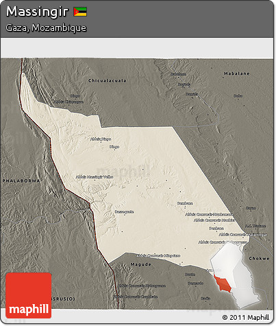 Shaded Relief 3D Map of Massingir, darken