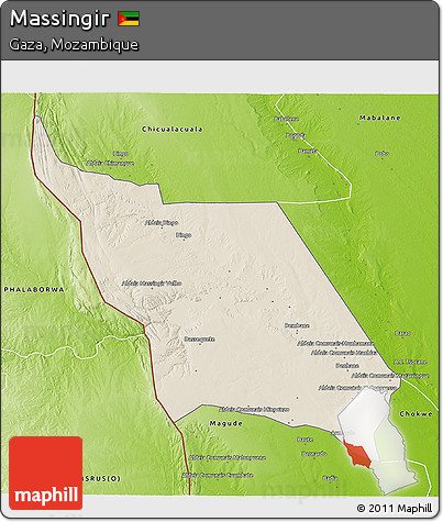 Shaded Relief 3D Map of Massingir, physical outside