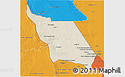 Shaded Relief 3D Map of Massingir, political outside