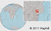 Gray Location Map of Massingir, hill shading
