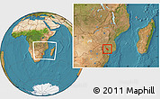 Satellite Location Map of Massingir, within the entire country