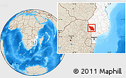 Shaded Relief Location Map of Massingir, highlighted country