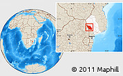 Shaded Relief Location Map of Massingir, highlighted parent region