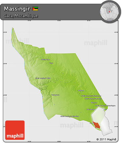 Physical Map of Massingir, single color outside