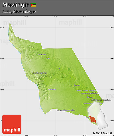 Physical Map of Massingir, single color outside