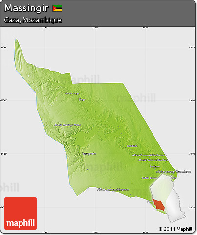 Physical Map of Massingir, single color outside