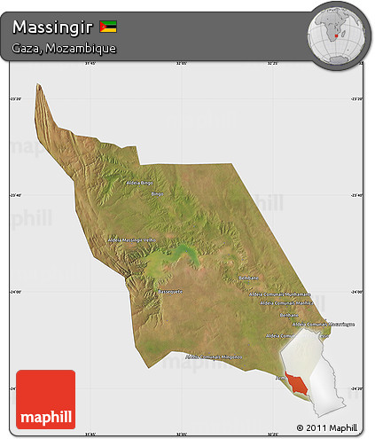 Satellite Map of Massingir, single color outside