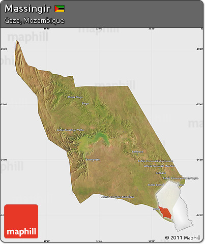Satellite Map of Massingir, single color outside