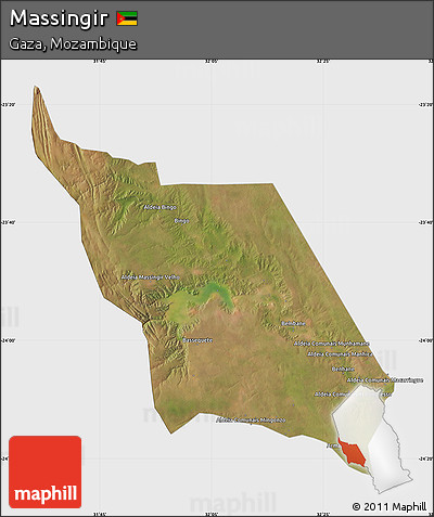 Satellite Map of Massingir, single color outside