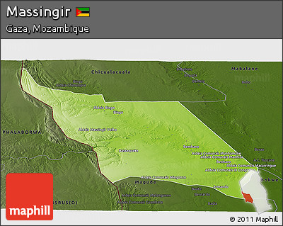 Physical Panoramic Map of Massingir, darken