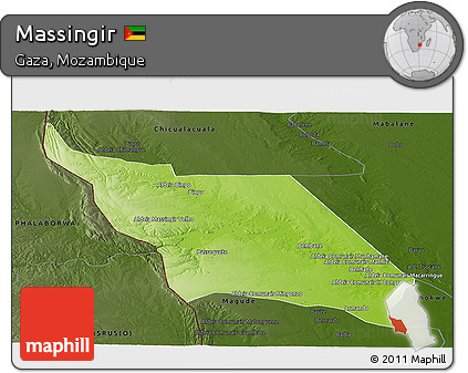 Physical Panoramic Map of Massingir, darken