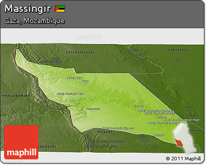 Physical Panoramic Map of Massingir, darken