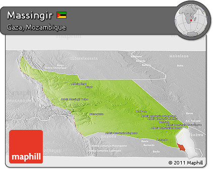 Physical Panoramic Map of Massingir, lighten, desaturated
