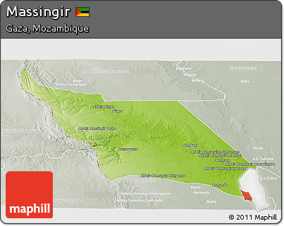 Physical Panoramic Map of Massingir, lighten, semi-desaturated