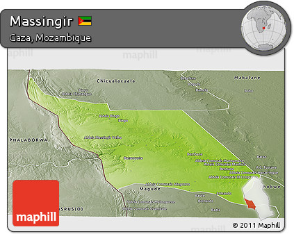 Physical Panoramic Map of Massingir, semi-desaturated