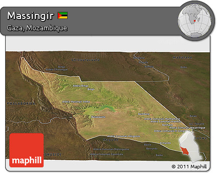 Satellite Panoramic Map of Massingir, darken