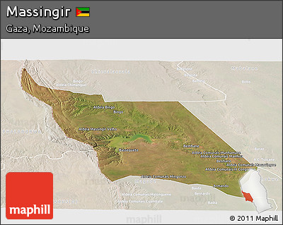 Satellite Panoramic Map of Massingir, lighten