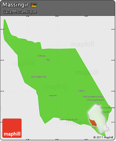 Political Simple Map of Massingir, single color outside