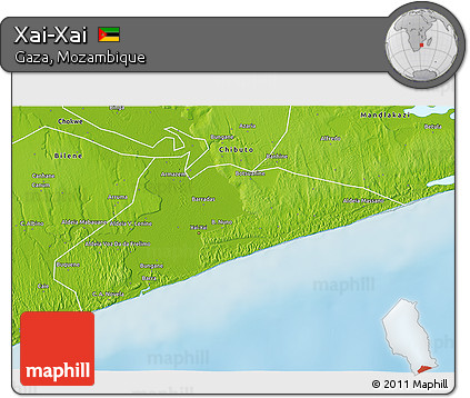 Physical 3D Map of Xai-Xai