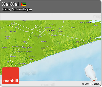 Physical 3D Map of Xai-Xai