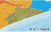 Satellite 3D Map of Xai-Xai, political outside