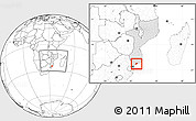 Blank Location Map of Xai-Xai, highlighted country, within the entire country