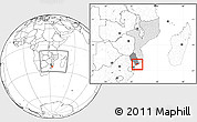 Blank Location Map of Xai-Xai, highlighted country, highlighted parent region, within the entire country