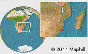Satellite Location Map of Xai-Xai, within the entire country