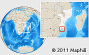 Shaded Relief Location Map of Xai-Xai, highlighted country, within the entire country