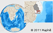 Shaded Relief Location Map of Xai-Xai, highlighted country, highlighted parent region