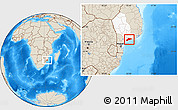 Shaded Relief Location Map of Xai-Xai, highlighted parent region