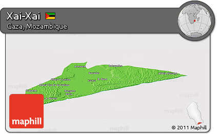 Political Panoramic Map of Xai-Xai, cropped outside