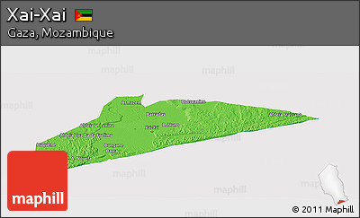 Political Panoramic Map of Xai-Xai, cropped outside