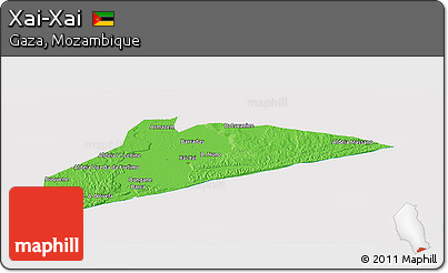 Political Panoramic Map of Xai-Xai, cropped outside