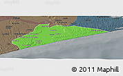 Political Panoramic Map of Xai-Xai, darken, semi-desaturated