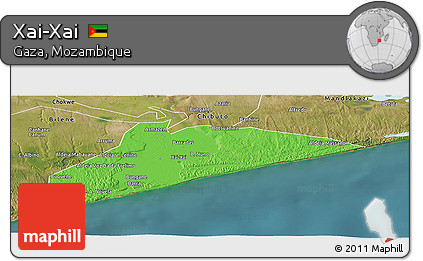Political Panoramic Map of Xai-Xai, satellite outside
