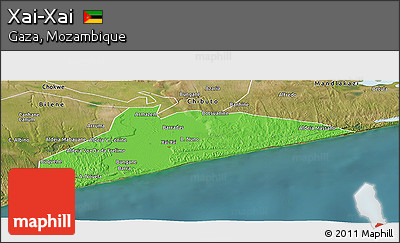 Political Panoramic Map of Xai-Xai, satellite outside