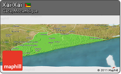 Political Panoramic Map of Xai-Xai, satellite outside