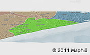 Political Panoramic Map of Xai-Xai, semi-desaturated