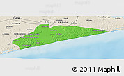 Political Panoramic Map of Xai-Xai, shaded relief outside