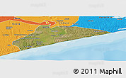 Satellite Panoramic Map of Xai-Xai, political outside
