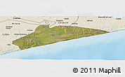 Satellite Panoramic Map of Xai-Xai, shaded relief outside