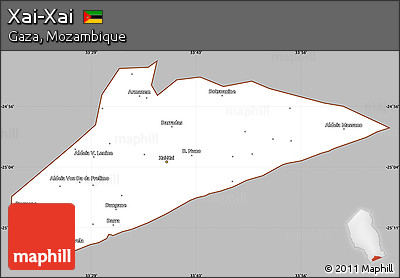 Gray Simple Map of Xai-Xai, cropped outside